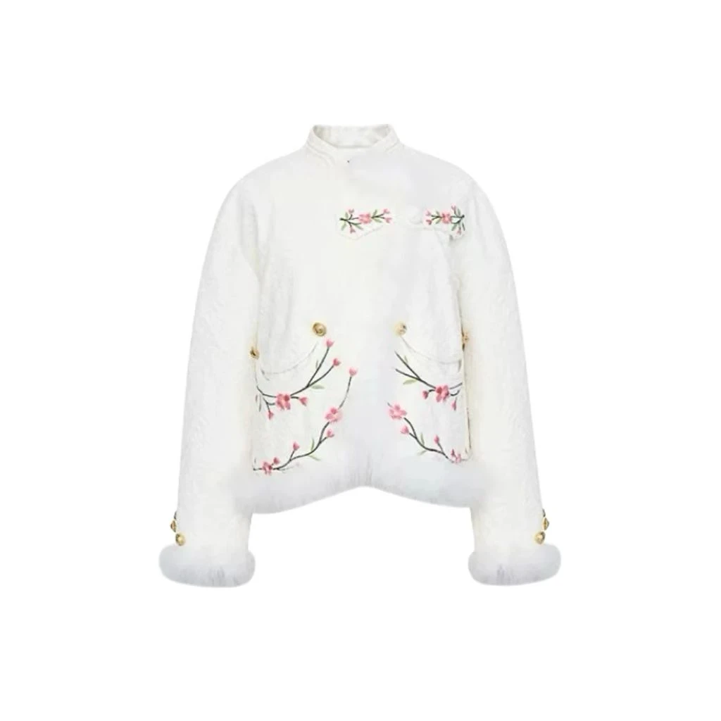 拉飞姆2023冬 青绣提花格格服外套LF23D01SC187