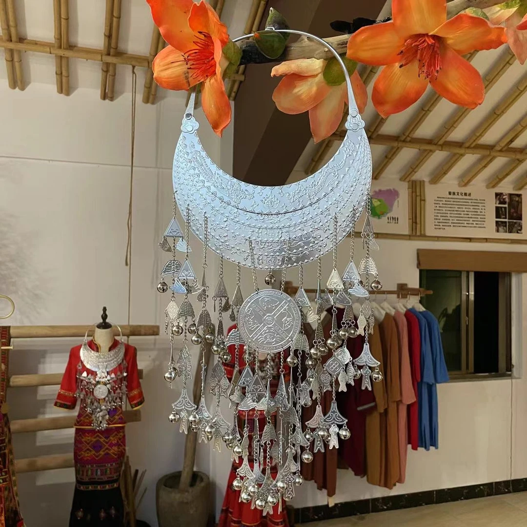 海南黎族饰品七叉头饰五层项圈金属不变色舞台表演聚会饰品首饰女