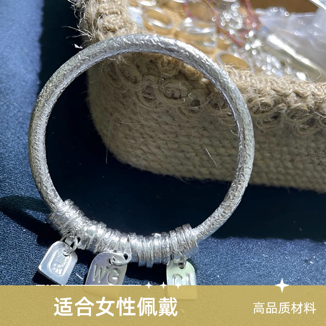 足银手镯 盘缠足银手工手镯，999足银盘缠家产万贯银手镯实心气质