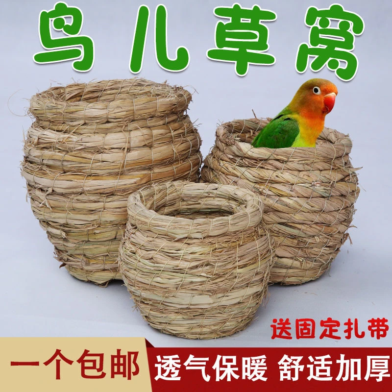 芦丁鸡芦鹦鹉草编鸟窝玄凤牡丹虎皮挂鸟巢文鸟珍珠小鸟繁殖箱保暖