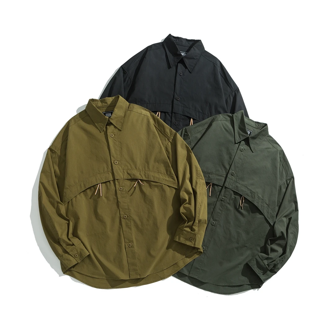 大码高街山系户外工装日系港风机能宽松廓形衬衫休闲外套小季微胖