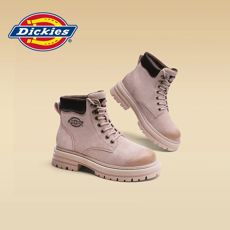 Dickies秋冬新款百搭时尚马丁靴女厚底短靴复古高帮休闲圆头靴子
