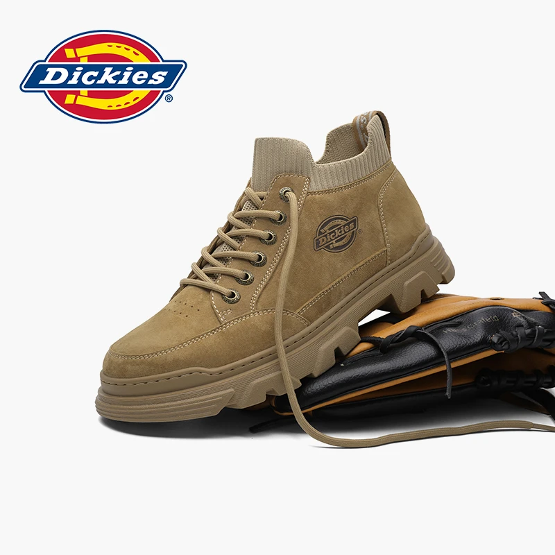 Dickies马丁靴男秋季新款高帮厚底男靴增高真皮工装靴机车靴子男