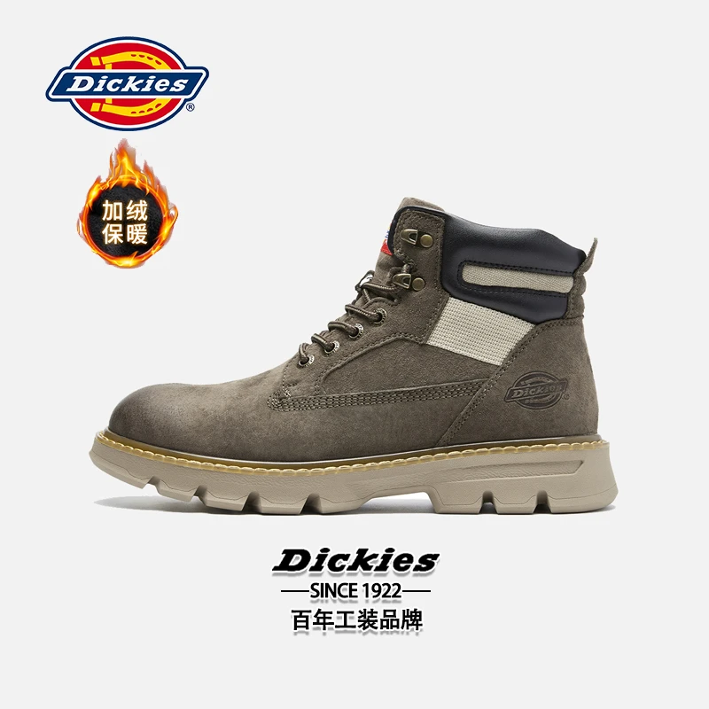 Dickies2022秋季透气男女英伦风马丁靴高帮真皮厚底情侣鞋工装靴