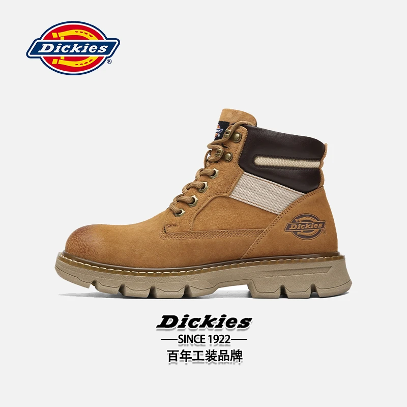 Dickies2024新款女英伦风马丁靴秋季真皮厚底中帮情侣鞋工装靴子