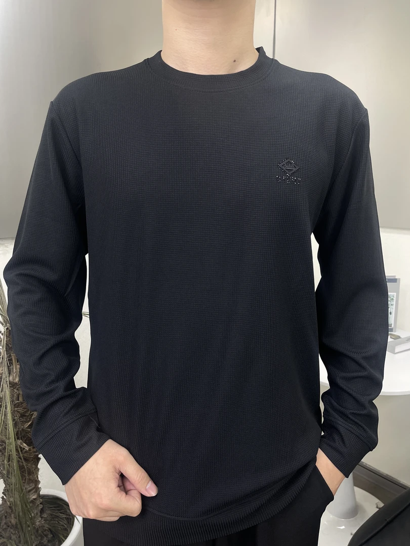 2024新款高端卫衣纯色针织打底衫男秋冬季修身内搭男士圆领毛衣