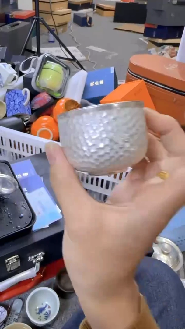 【闪购商品】陶瓷杯锤纹银杯