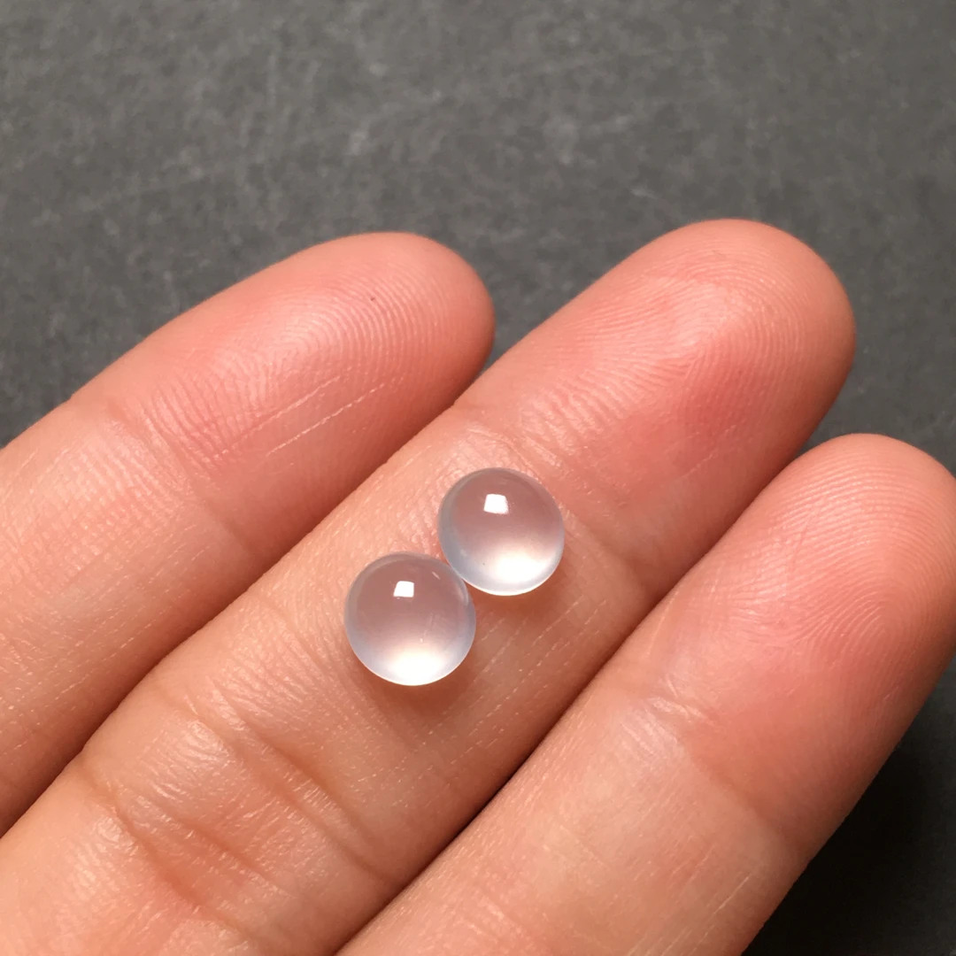 尺寸6.6-6.3-3.6天然翡翠玉石冰透蛋戒面镶嵌耳饰钉包戒指多用款