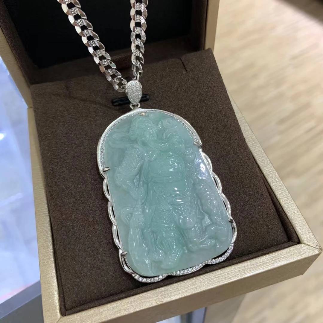 坠链均925银 意大利款银镀白金牛仔➕观音关公龙牌山水画牌坠时尚