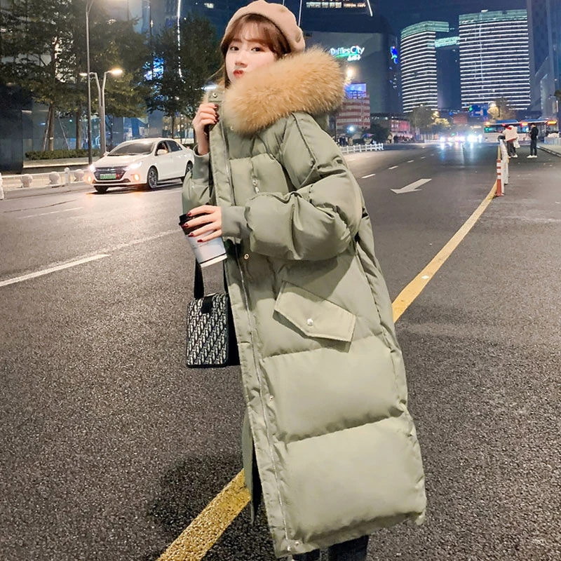 大码羽绒服服女冬季2023年新款韩版中长款面包服宽松羽绒服加
