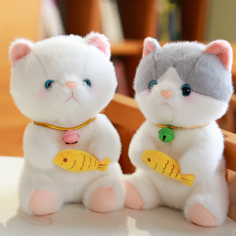玩偶部落小猫毛绒玩具小喵咪吃鱼公仔安抚陪睡猫咪抓机娃娃机批发