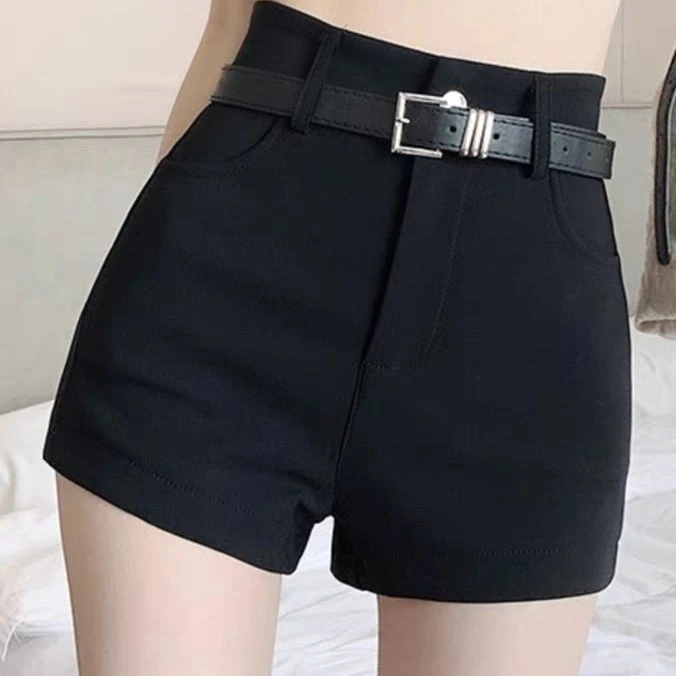 高腰西装短裤女黑色春夏新款弹力修身显瘦设计感A字包臀休闲 热裤
