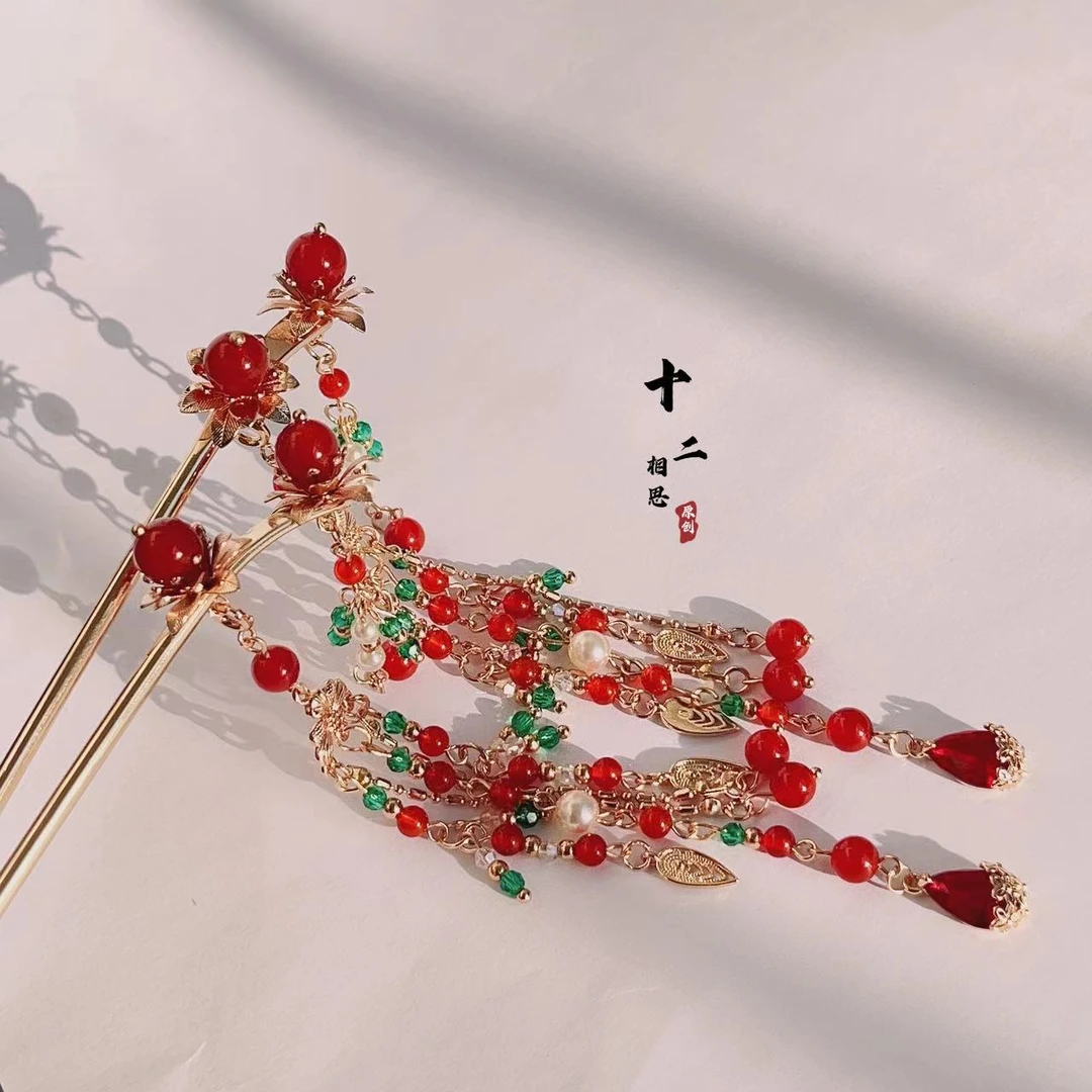 十二相思卿舞流古典苏百搭古风红色超仙唐风发簪