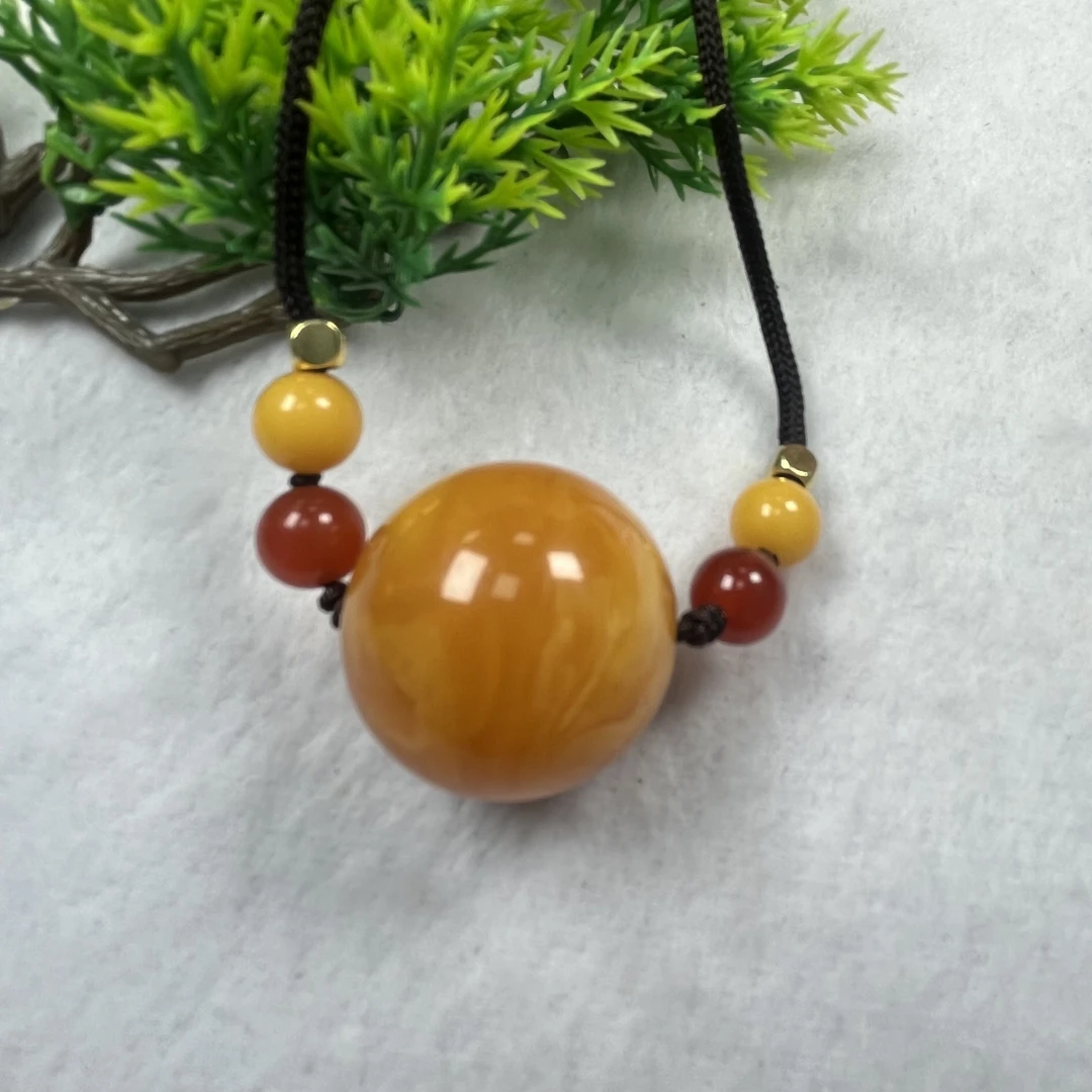 【双十一爆款】W045古巴新蜜蜜糖红飘花圆珠项链24➕