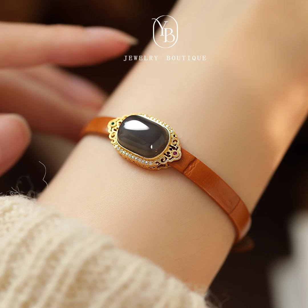 烟紫色和田玉手饰高级感气质秋冬美拉德女生首饰优雅百搭小众设计