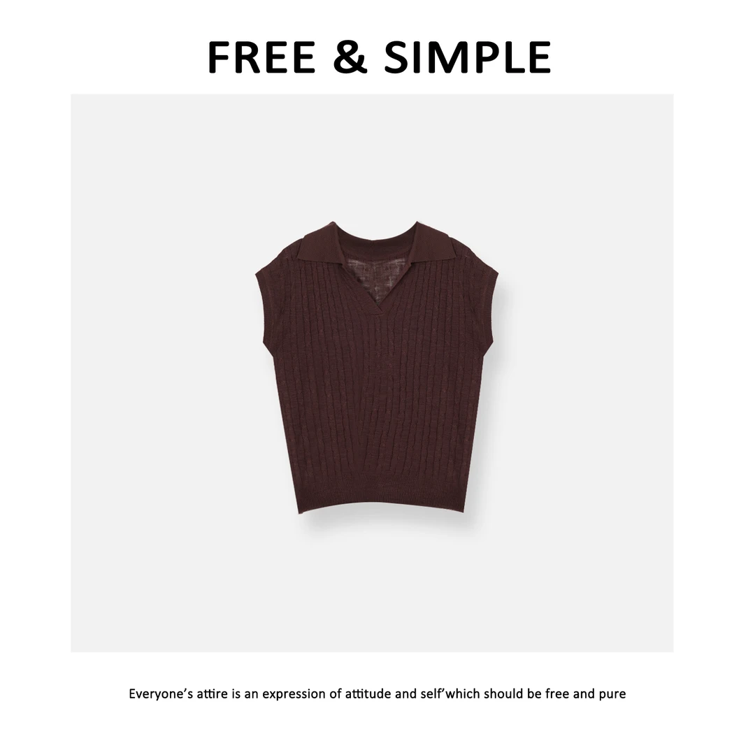 【FreeSimple】‘清新日记’极简气质POLO领冰凉针织衫-G246192