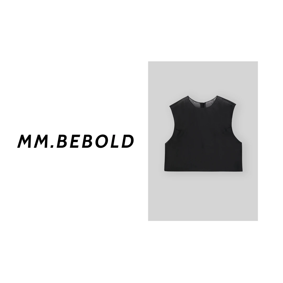 【妙姐精选】深圳高端欧货圆领无袖网纱背心XS682