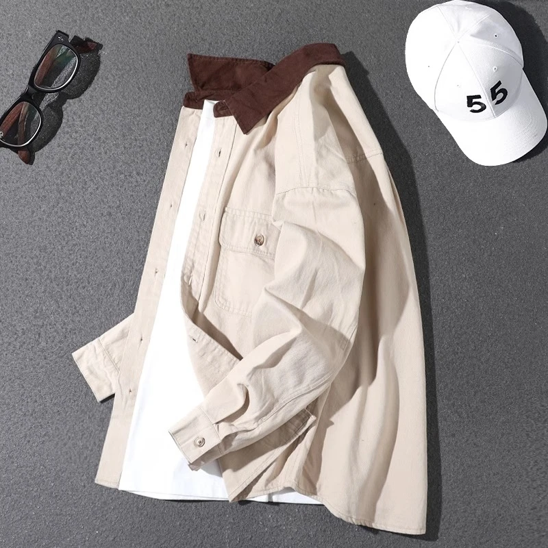 Salodac底特律重磅美式工装衬衫秋季宽松大码休闲衬衣夹克男外套