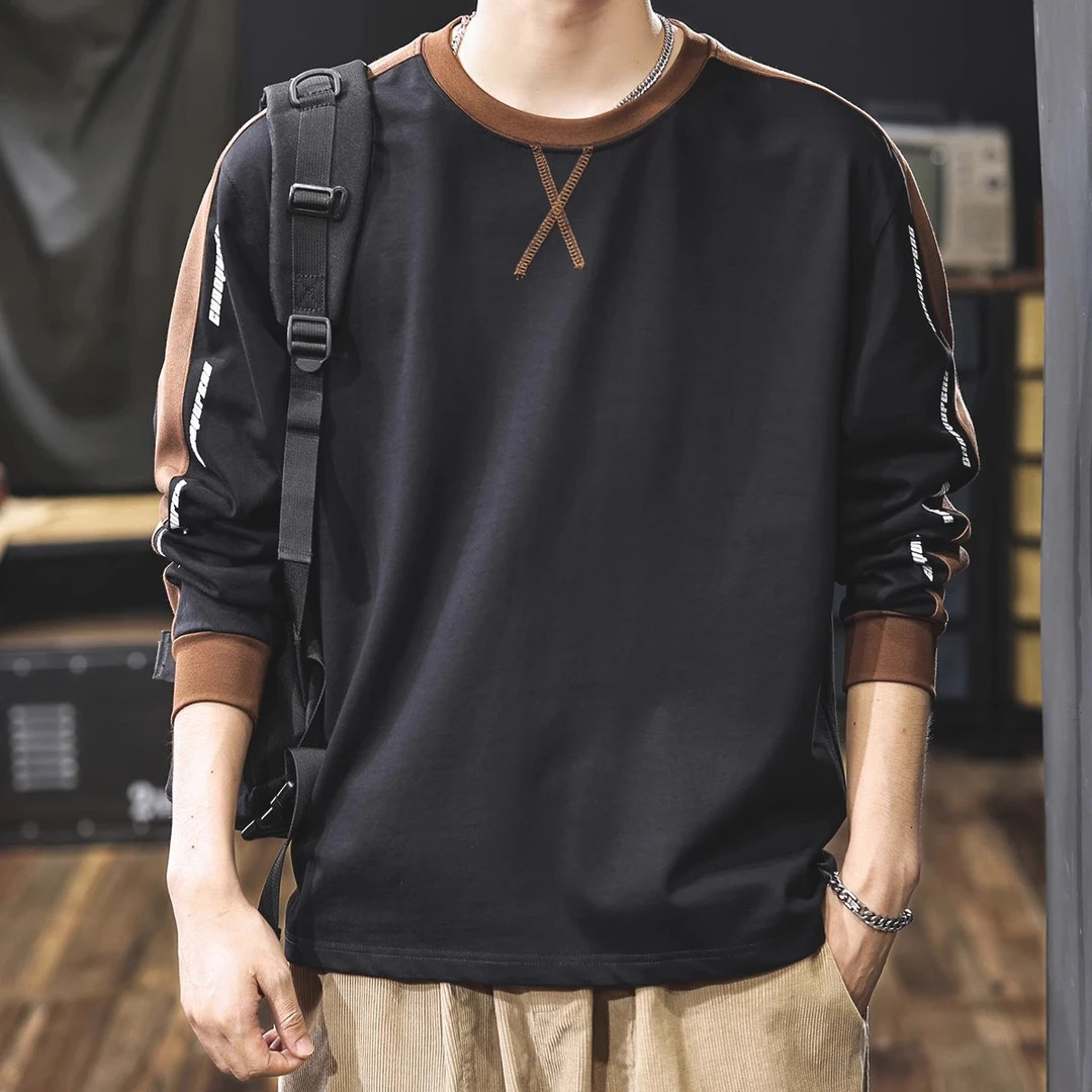 Salodac280g纯棉重磅运动长袖男士秋冬款宽松大码打底衫加绒卫衣