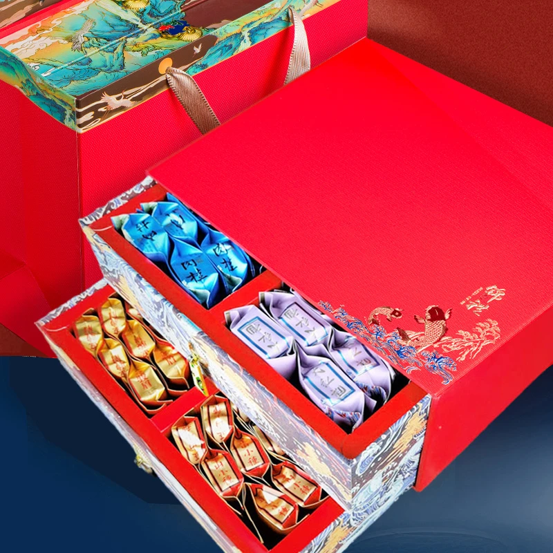 福建武夷山四大茗茶组合装金骏眉小种中茶大红袍肉桂茶叶双层礼盒