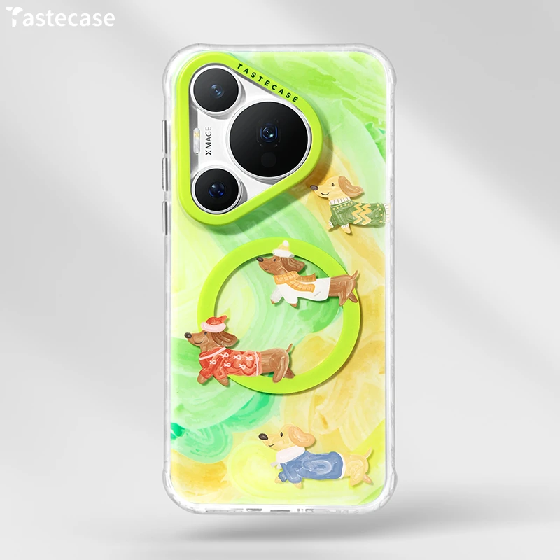 Tastecase牛油果绿腊肠狗磁吸手机壳适用于华为Pura80Pro原创可爱