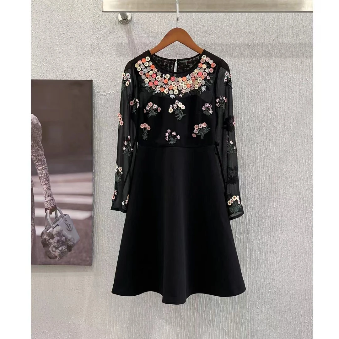 【晨老板】~ceilina【浪漫花海】时尚手工刺绣花连衣裙69231089