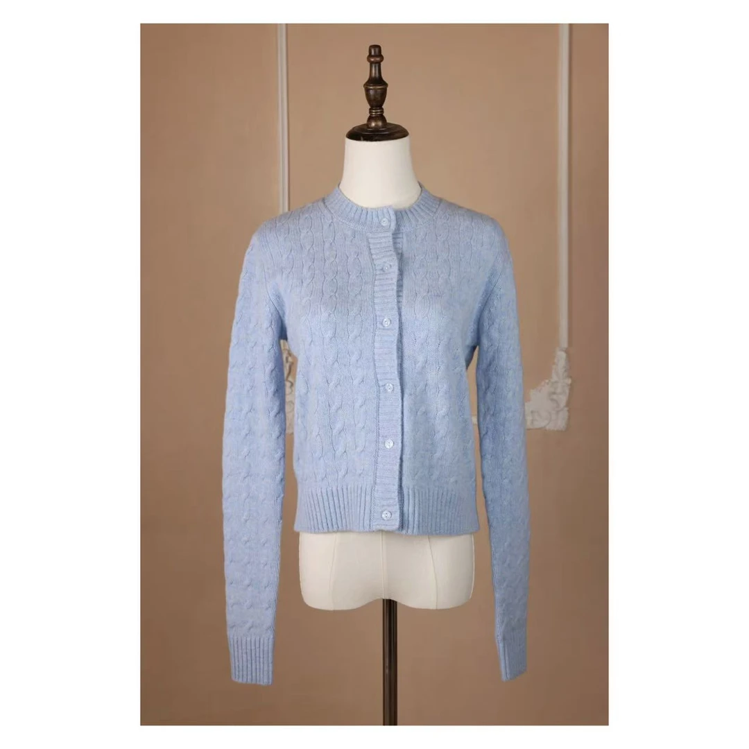 【晨老板】~ ceilina【霁柔蓝苡】圆领针织开衫上衣套装79247043/44