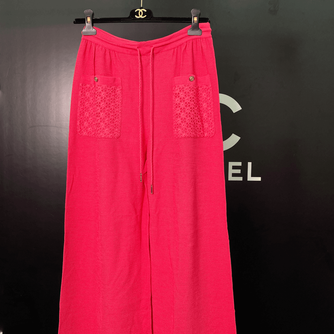 全新未使用 Chanel/香奈儿 19p玫红色编织阔腿裤