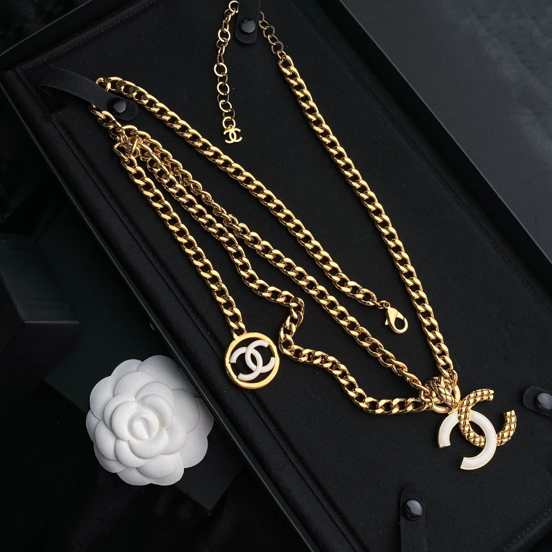 未使用 Chanel/香奈儿 经典双C 白色双C金色链条腰链S5342