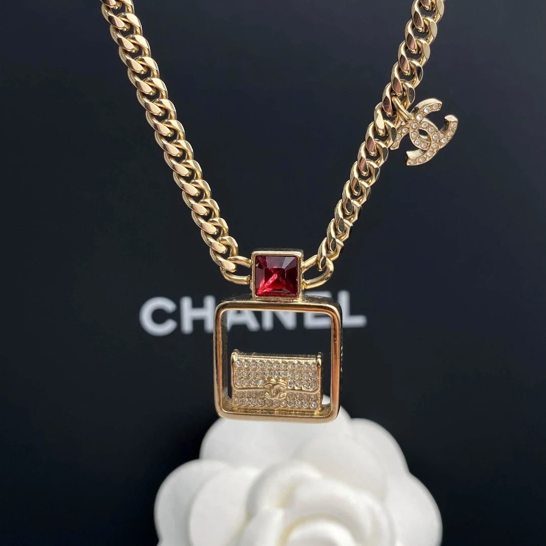 全新未使用 Chanel/香奈儿  经典双C方形包包造型镶钻项链 S2995