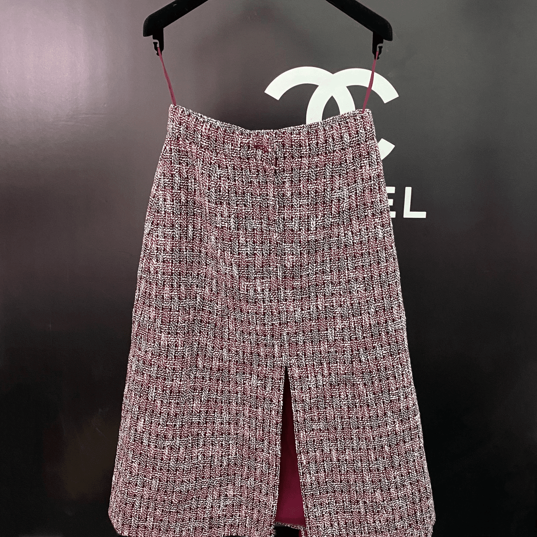全新未使用 Chanel/香奈儿 20K红白粗花呢编织半身裙D204