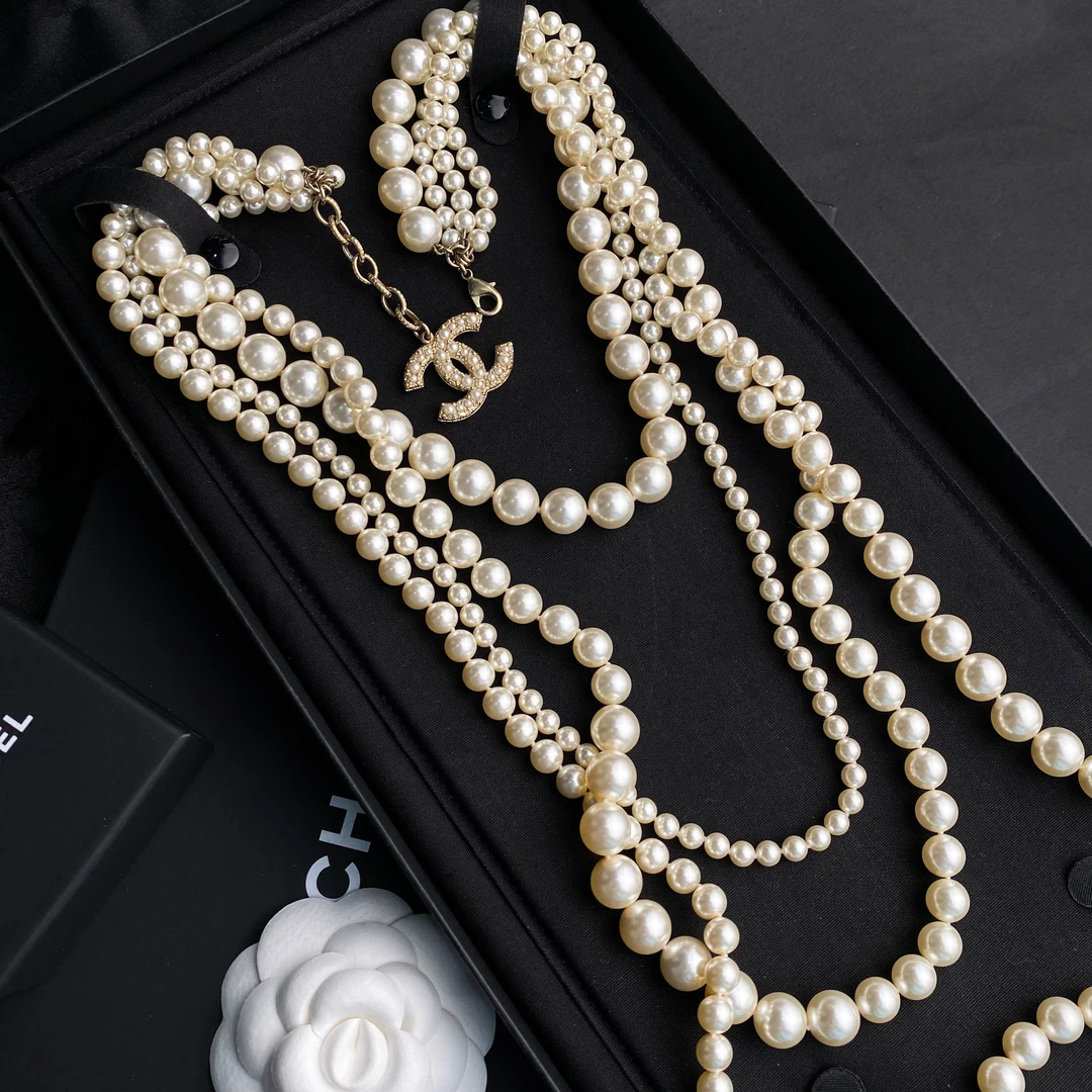 全新未使用 Chanel/香奈儿 经典双C100周年四层珍珠长款项链S3301