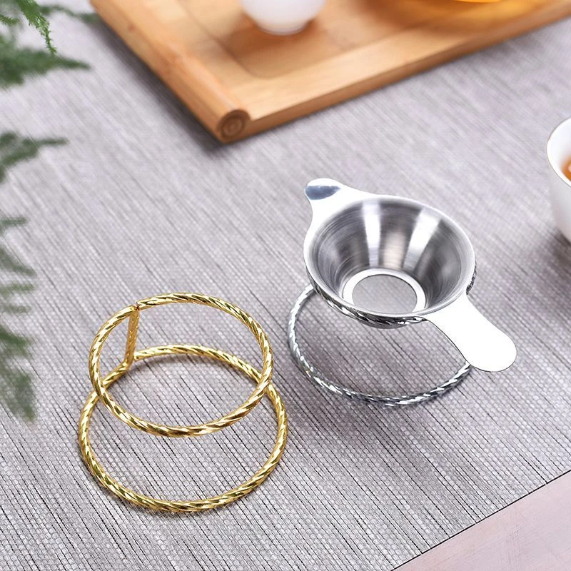 茶具配件不锈钢滤茶器托茶过滤网底座茶漏滤茶器架茶漏弹簧架托架