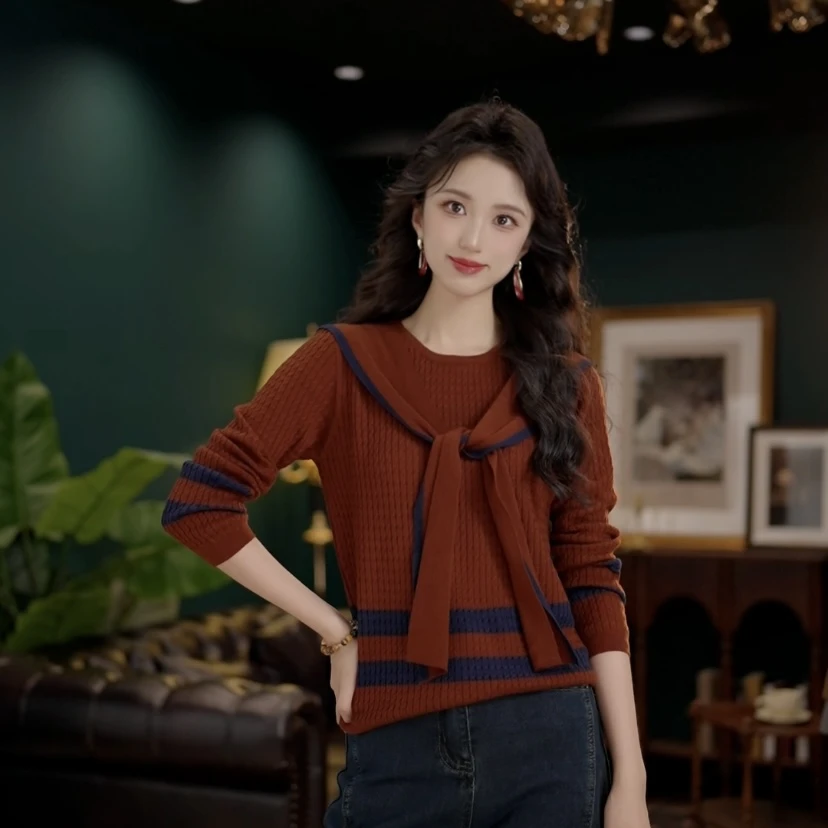 琦琦【秋日寄梦】 搭披肩 港风复古百搭宽松两件套YA685257