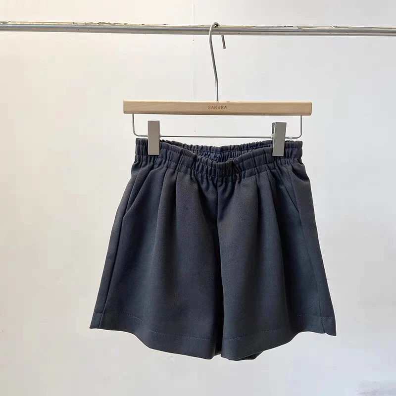 6789 通勤百搭短裤显瘦外穿黑色松紧阔腿裤女秋装