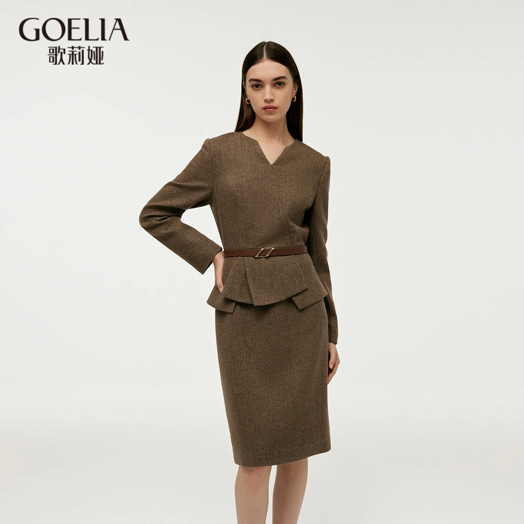 【福利款】歌莉娅可水洗绵羊毛假两件连衣裙收腰显瘦裙子1C9L4K650