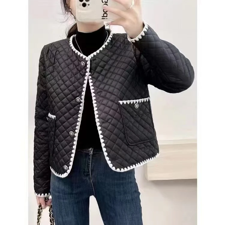 2024年冬季新款小香风韩版时尚修身棉衣外套