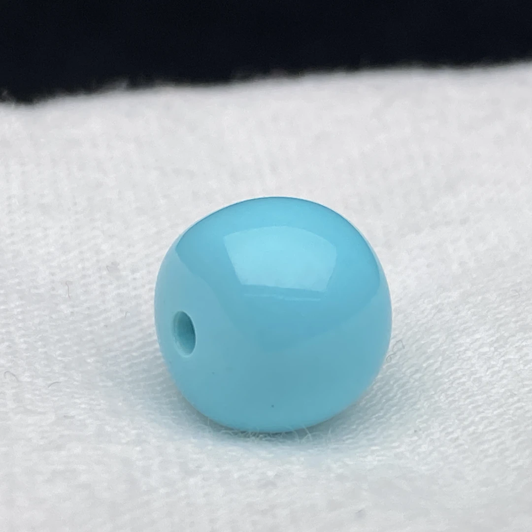 原矿绿松石高瓷蓝老型珠 9.8*8.8mm 1.4克