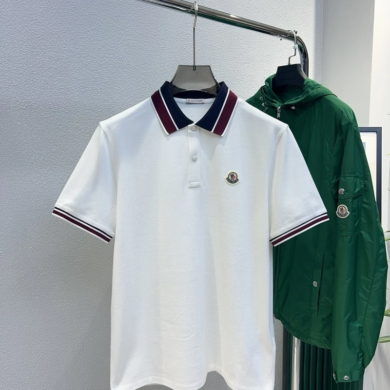 全新未使用Moncler盟可睐 钢扣设计白色短袖polo衫 8A00018