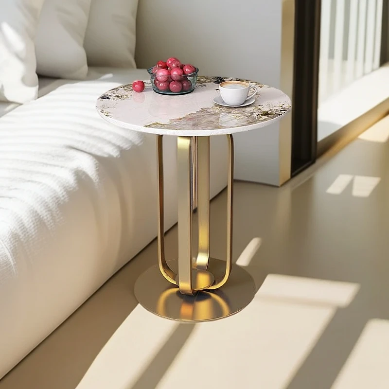 石材小圆桌沙发边几边桌简约床头柜轻奢岩板边几角几客厅小茶几