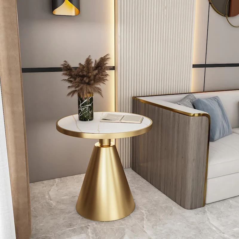 北欧岩板沙发边几客厅轻奢小茶几简约现代床头边柜角几阳台小圆桌