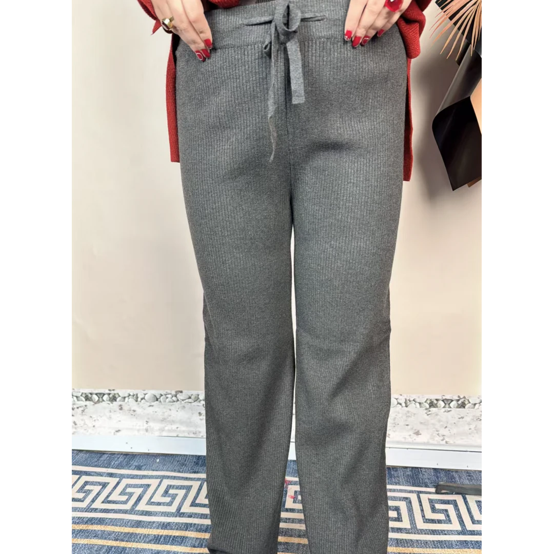 ARZU大码女装针织休闲直筒阔腿裤宽松卫裤长裤绒裤休闲裤保暖高腰