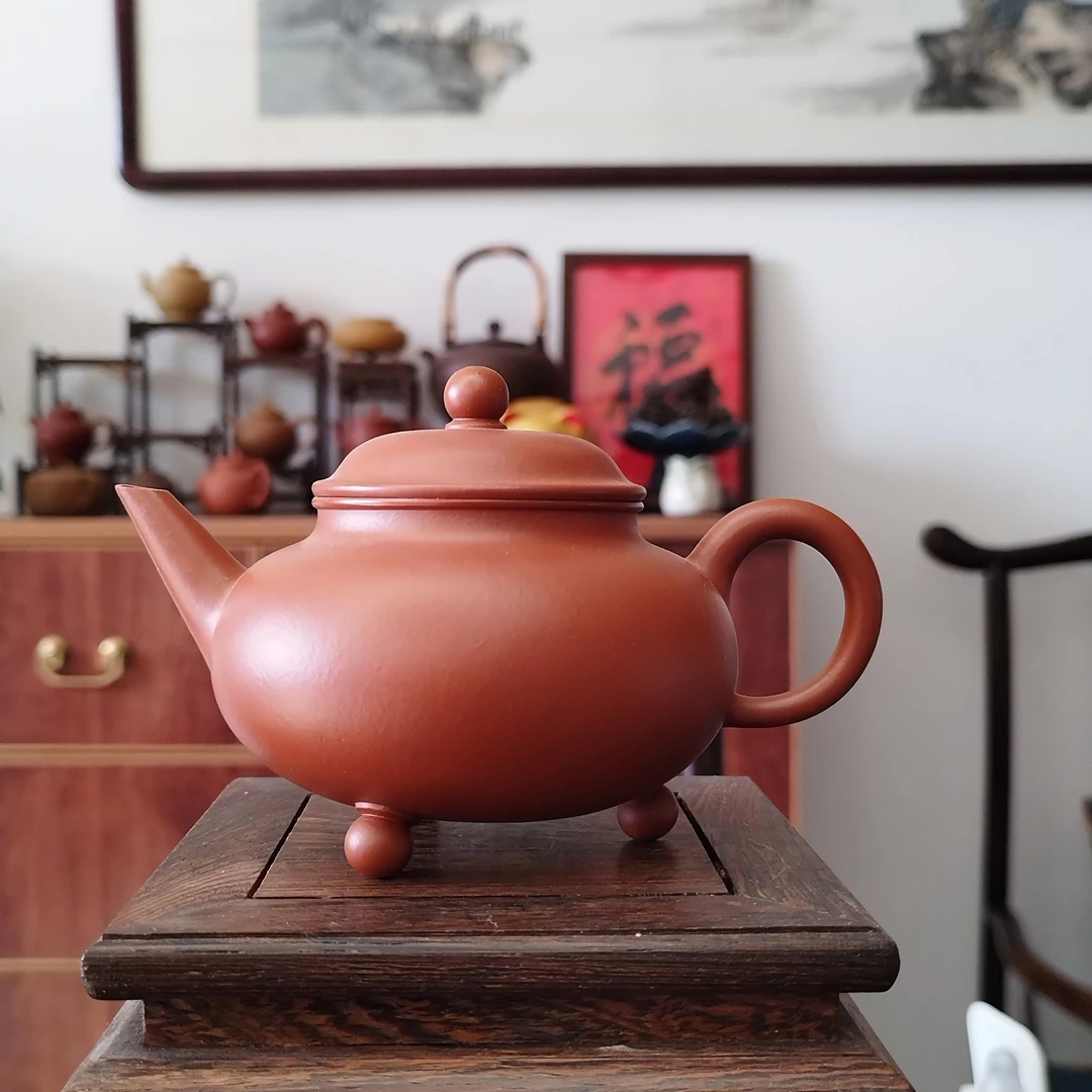 陈莉紫砂   陈莉   三足水平  朱泥  175CC   紫砂壶家用泡茶茶具