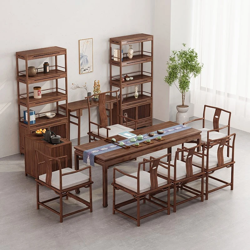 新中式茶桌椅组合老榆木功夫茶台泡茶桌禅意实木茶几禅意茶桌家用