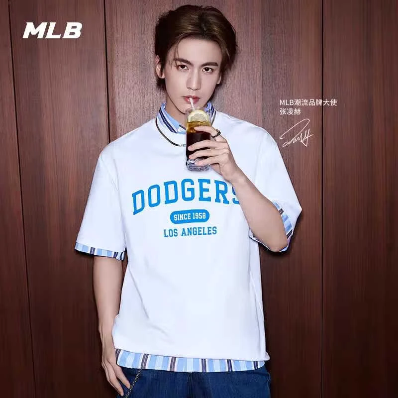 MLB官方情侣学院风圆领T恤字母运动短袖春夏 3ATSV0243