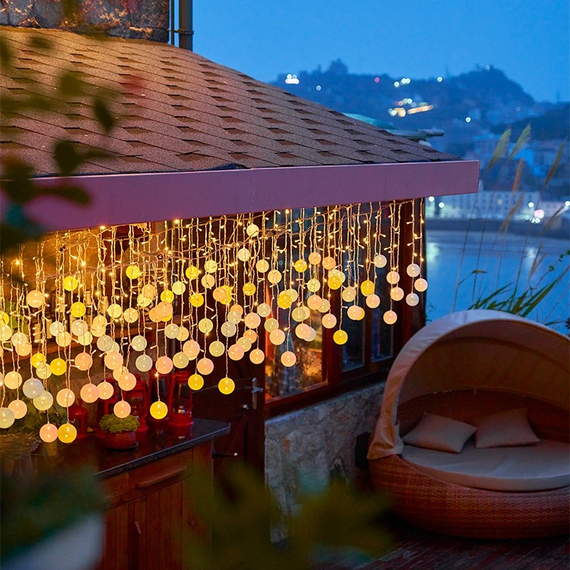 庭院太阳能户外灯防水线球灯串花园阳台装饰彩灯露台围栏布置灯带