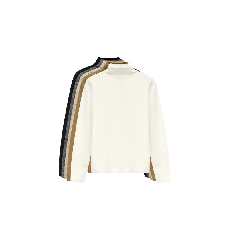 【橙庐】983绵羊毛山羊绒自由领针织打底衫 秋冬女士保暖修身堆堆领