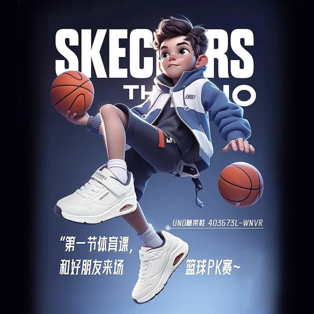 斯凯奇糖果鞋儿童秋季时尚男童UNO小白鞋中大童休闲运动鞋403673L
