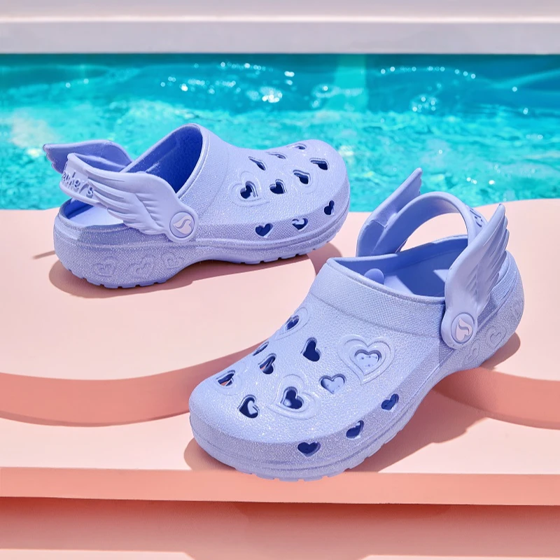 斯凯奇夏季透气女童软底舒适百搭洞洞鞋休闲外穿沙滩凉鞋 308363L