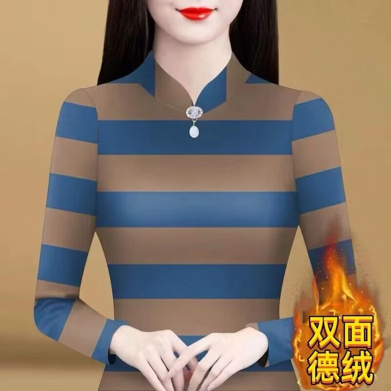 2025新款一体双面德绒半高领打底衫女长袖修身时尚百搭保暖上衣潮